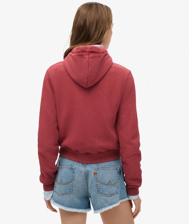Essential Logo Cropped Zip Kapuzenpullover Essential Logo Cropped Zip Kapuzenpullover