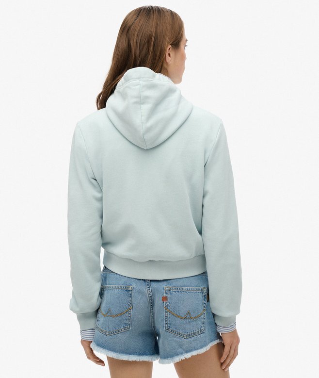 Essential Logo Cropped Zip Kapuzenpullover Essential Logo Cropped Zip Kapuzenpullover