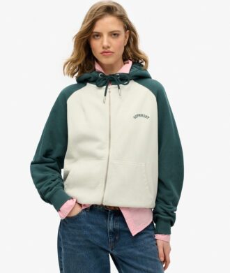 Essential Logo Oversized Raglan-Kapuzenpullover mit Reißverschluss