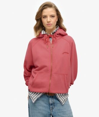 Essential Logo Oversized Raglan-Kapuzenpullover mit Reißverschluss