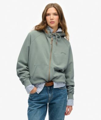 Essential Logo Oversized Raglan-Kapuzenpullover mit Reißverschluss