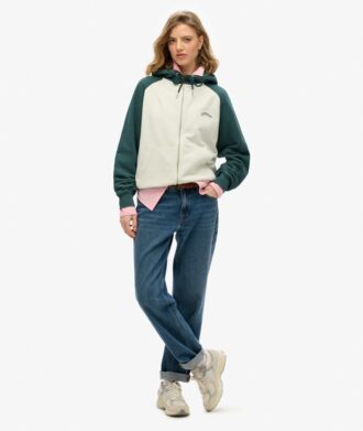 Essential Logo Oversized Raglan-Kapuzenpullover mit Reißverschluss