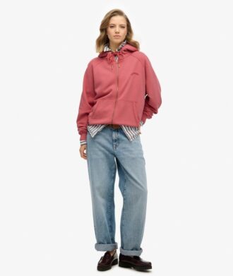 Essential Logo Oversized Raglan-Kapuzenpullover mit Reißverschluss