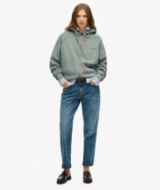 Essential Logo Oversized Raglan-Kapuzenpullover mit Reißverschluss