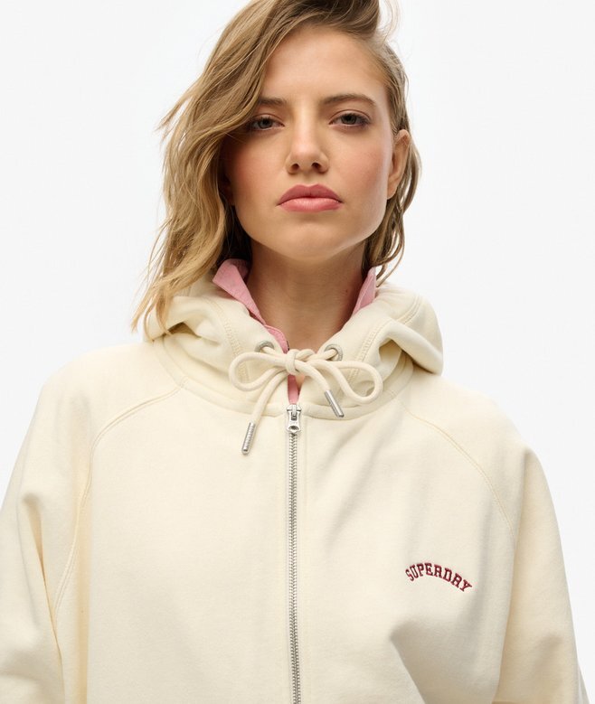 Essential Logo Oversized Raglan-Kapuzenpullover mit Reißverschluss Essential Logo Oversized Raglan-Kapuzenpullover mit Reißverschluss