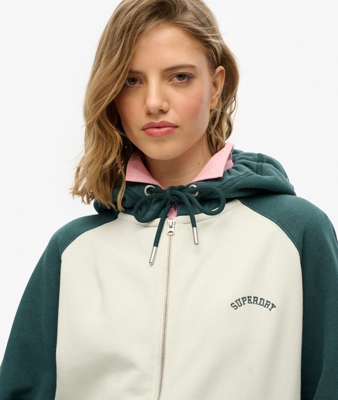 Essential Logo Oversized Raglan-Kapuzenpullover mit Reißverschluss Essential Logo Oversized Raglan-Kapuzenpullover mit Reißverschluss