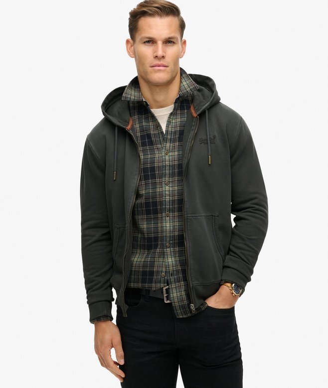 Essential Logo Washed Zip Kapuzenpullover Essential Logo Washed Zip Kapuzenpullover
