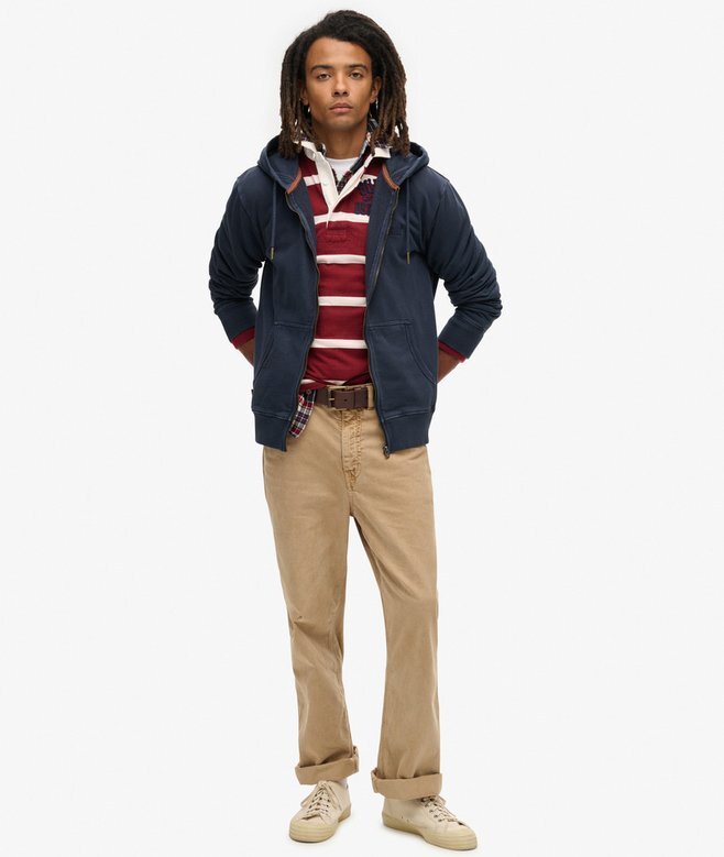 Essential Logo Washed Zip Kapuzenpullover Essential Logo Washed Zip Kapuzenpullover