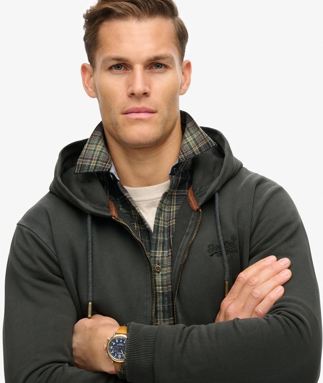 Essential Logo Washed Zip Kapuzenpullover Essential Logo Washed Zip Kapuzenpullover