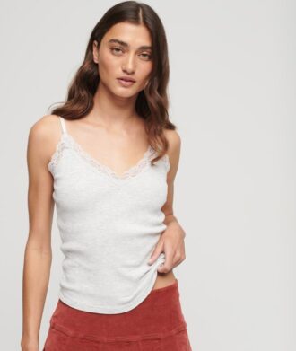 Essential Rib Lace Cami Top aus Organic Cotton