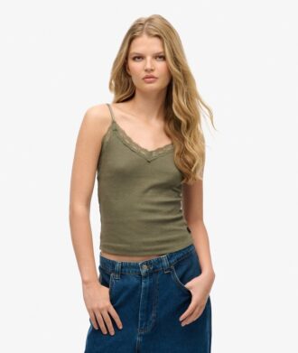 Essential Rib Lace Cami Top aus Organic Cotton