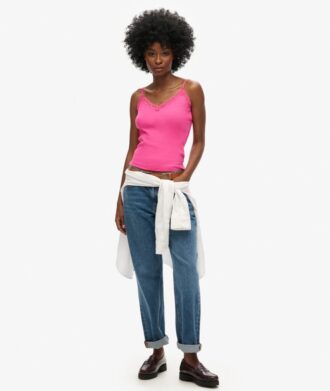 Essential Rib Lace Cami Top aus Organic Cotton