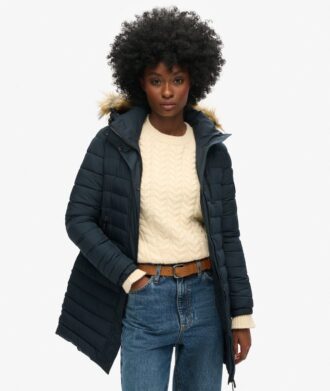 Fuji Mid-Length-Puffer-Mäntel mit Kapuze
