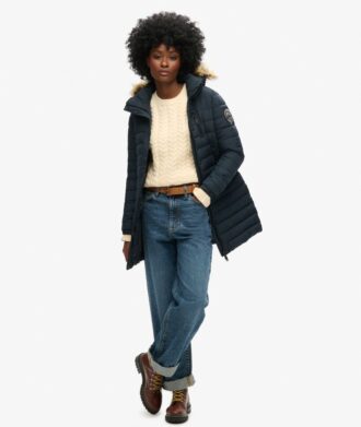Fuji Mid-Length-Puffer-Mäntel mit Kapuze