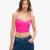 Gerafftes Mesh-Crop-Korsett-Oberteil
