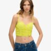 Gerafftes Mesh-Crop-Korsett-Oberteil Gerafftes Mesh-Crop-Korsett-Oberteil