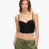 Gerafftes Mesh-Crop-Korsett-Oberteil