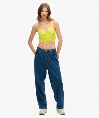 Gerafftes Mesh-Crop-Korsett-Oberteil Gerafftes Mesh-Crop-Korsett-Oberteil