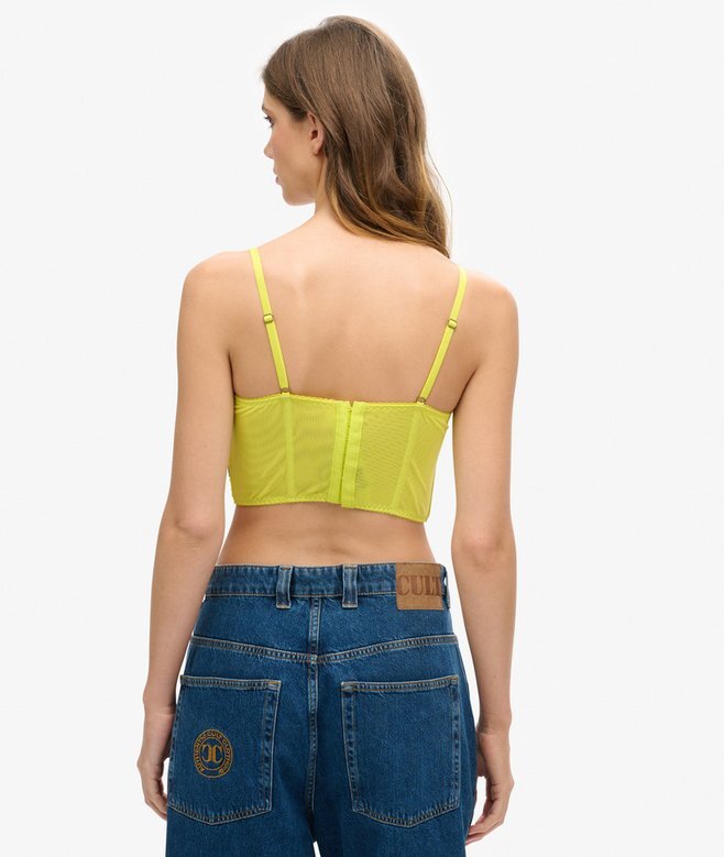 Gerafftes Mesh-Crop-Korsett-Oberteil Gerafftes Mesh-Crop-Korsett-Oberteil