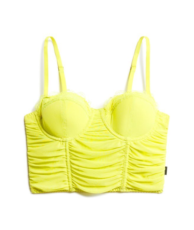 Gerafftes Mesh-Crop-Korsett-Oberteil Gerafftes Mesh-Crop-Korsett-Oberteil