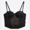 Gerafftes Mesh-Crop-Korsett-Oberteil