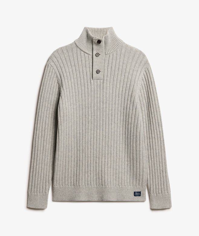 Gerippter Pullover mit halben Knöpfen Gerippter Pullover mit halben Knöpfen