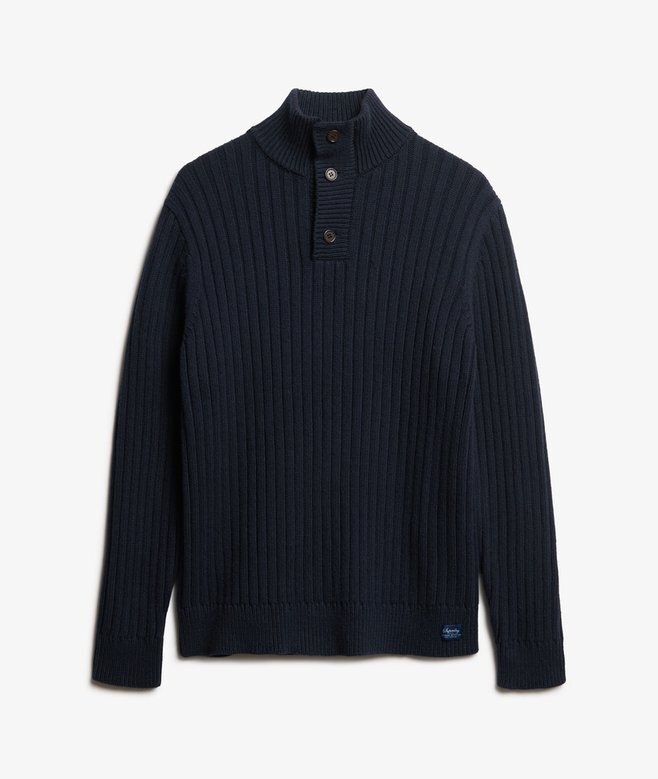 Gerippter Pullover mit halben Knöpfen Gerippter Pullover mit halben Knöpfen