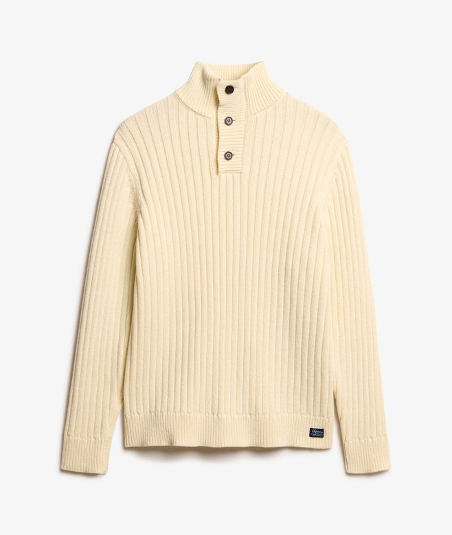 Gerippter Pullover mit halben Knöpfen Gerippter Pullover mit halben Knöpfen