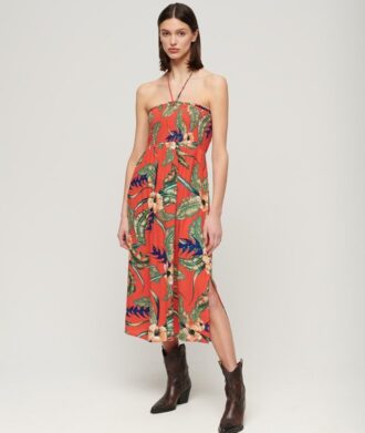 Gesmoktes Midi-Strandkleid