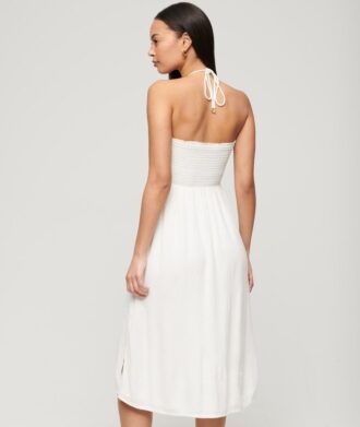 Gesmoktes Midi-Strandkleid