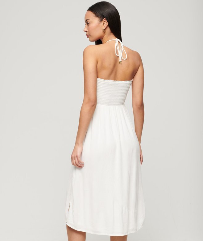 Gesmoktes Midi-Strandkleid Gesmoktes Midi-Strandkleid