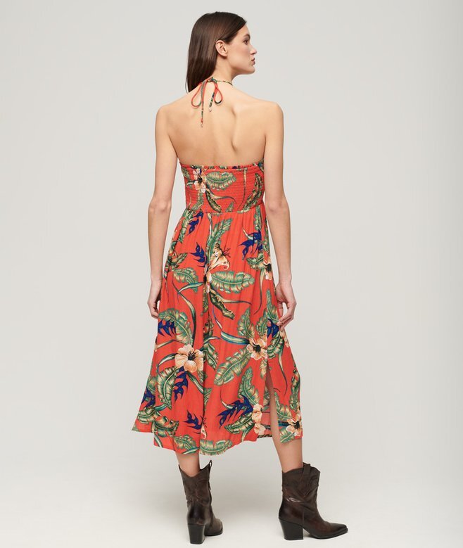 Gesmoktes Midi-Strandkleid Gesmoktes Midi-Strandkleid