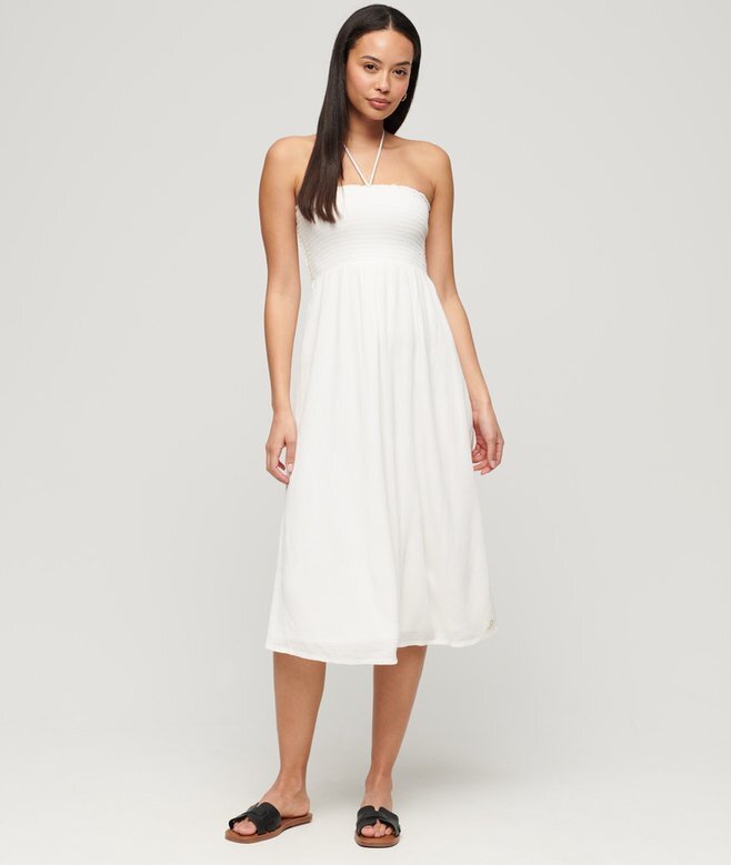 Gesmoktes Midi-Strandkleid Gesmoktes Midi-Strandkleid