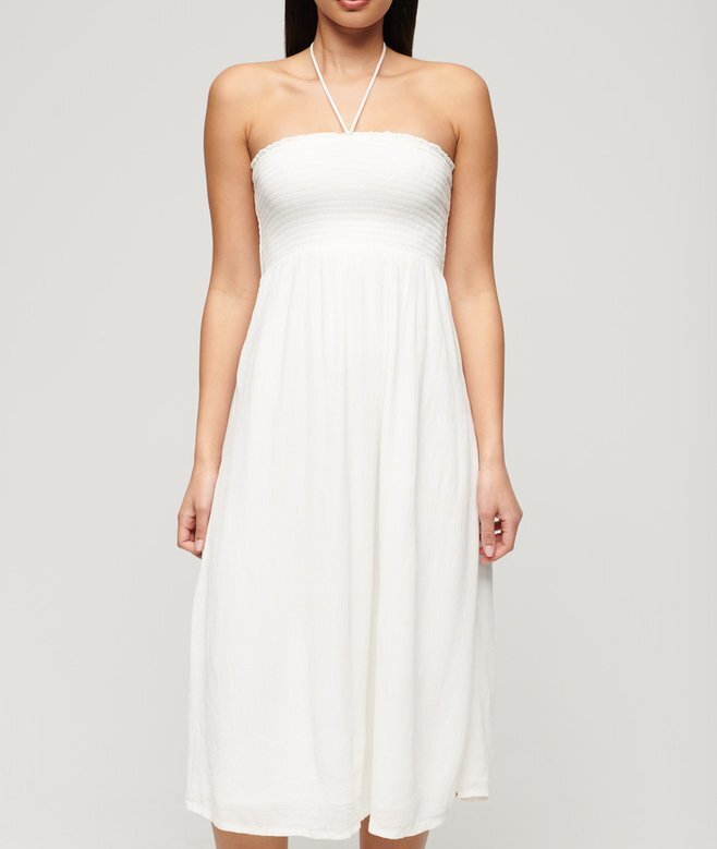 Gesmoktes Midi-Strandkleid Gesmoktes Midi-Strandkleid
