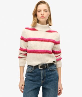 Gestreifter, verkürzter Rollkragenpullover Gestreifter, verkürzter Rollkragenpullover