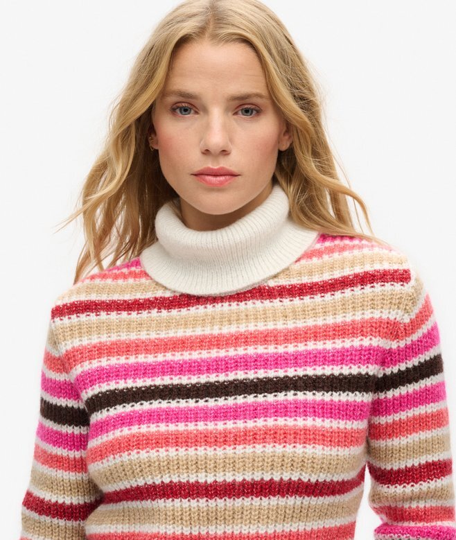 Gestreifter, verkürzter Rollkragenpullover Gestreifter, verkürzter Rollkragenpullover
