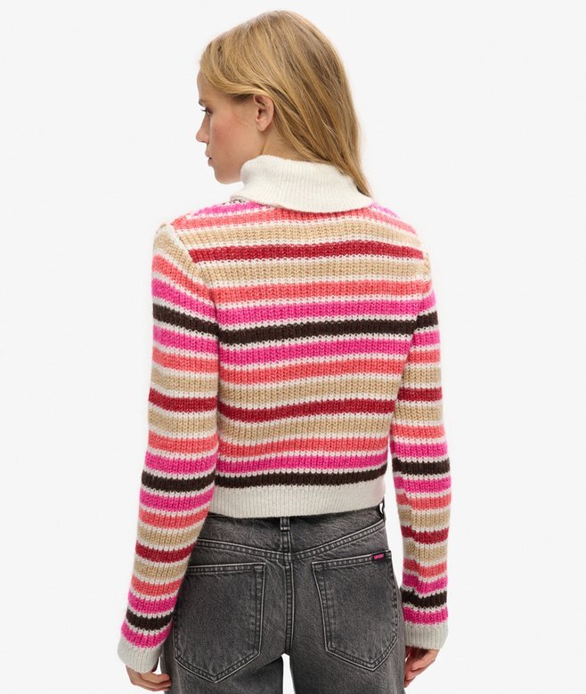 Gestreifter, verkürzter Rollkragenpullover Gestreifter, verkürzter Rollkragenpullover