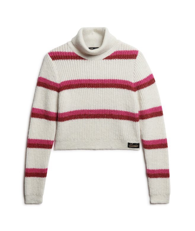 Gestreifter, verkürzter Rollkragenpullover Gestreifter, verkürzter Rollkragenpullover