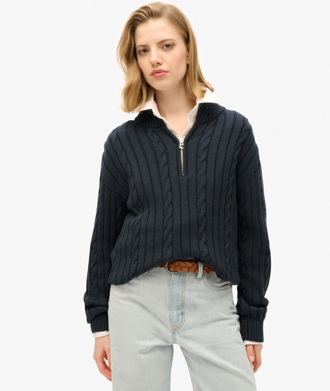 Gestrickter Rugby-Henley-Pullover Gestrickter Rugby-Henley-Pullover