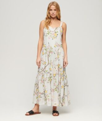 Gewebtes Maxikleid mit Stufen Gewebtes Maxikleid mit Stufen