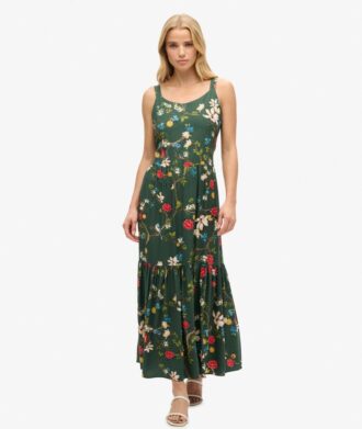 Gewebtes Maxikleid mit Stufen