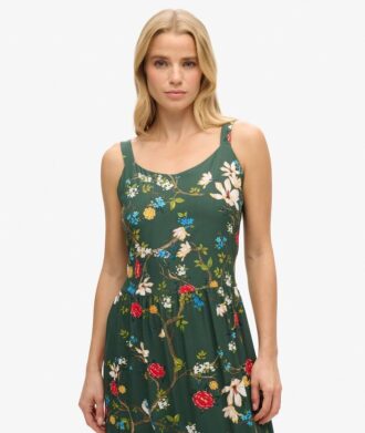 Gewebtes Maxikleid mit Stufen