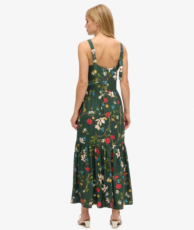 Gewebtes Maxikleid mit Stufen Gewebtes Maxikleid mit Stufen