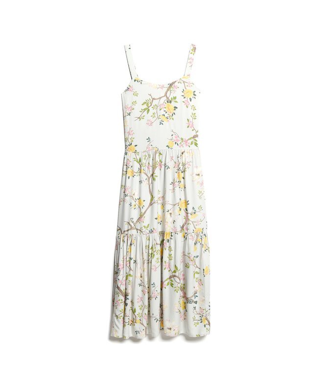 Gewebtes Maxikleid mit Stufen Gewebtes Maxikleid mit Stufen