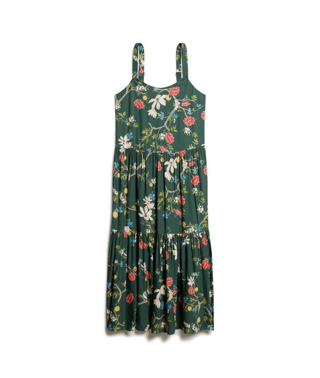 Gewebtes Maxikleid mit Stufen Gewebtes Maxikleid mit Stufen