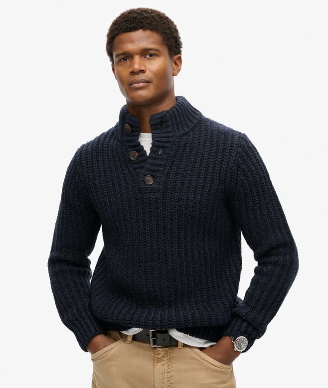 Grobstrick-Pullover mit halbem Reißverschluss Grobstrick-Pullover mit halbem Reißverschluss