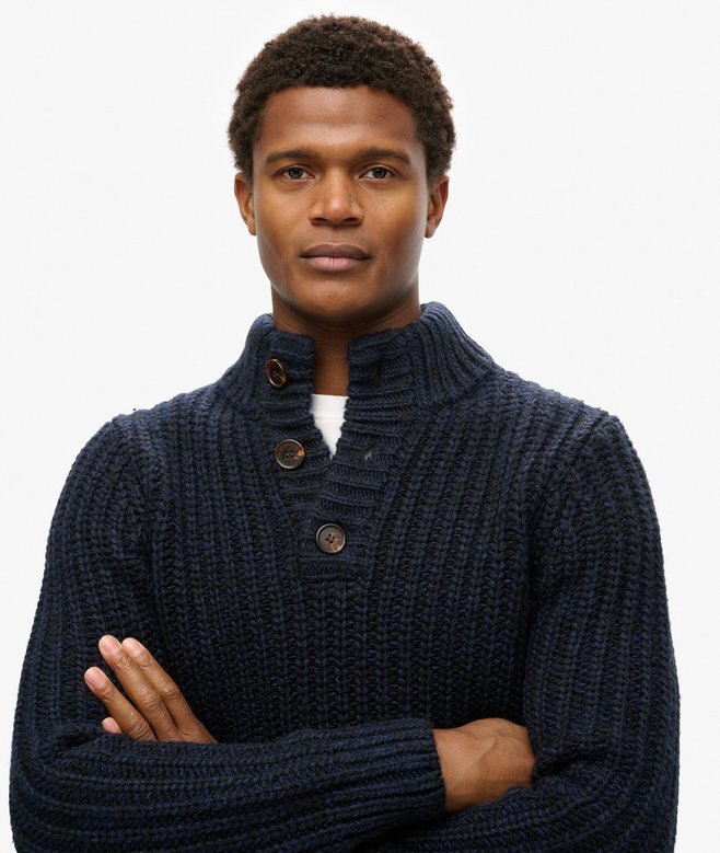 Grobstrick-Pullover mit halbem Reißverschluss Grobstrick-Pullover mit halbem Reißverschluss