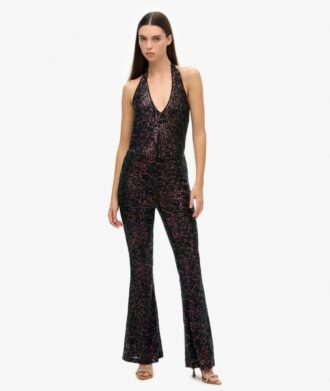 Halter-Jumpsuit mit Pailletten