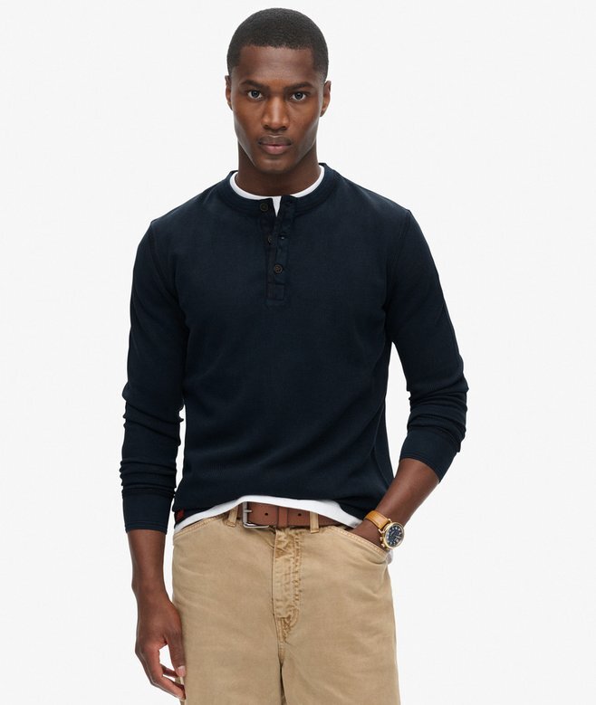 Henley-Oberteil mit Vintage-Struktur Henley-Oberteil mit Vintage-Struktur