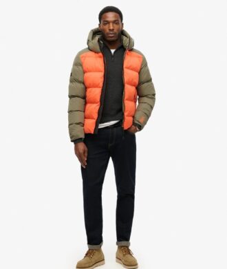 Hood Colour Block Sport Puffer